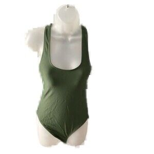Olive Green Back Cross One-Piece Swimsuit Sz 4 NWOT